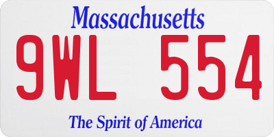 MA license plate 9WL554
