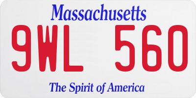 MA license plate 9WL560