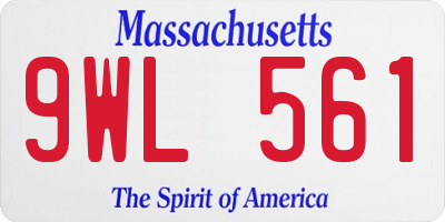 MA license plate 9WL561
