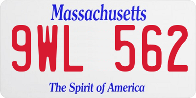 MA license plate 9WL562