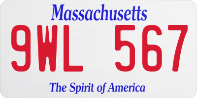 MA license plate 9WL567