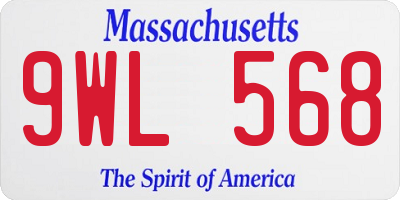 MA license plate 9WL568