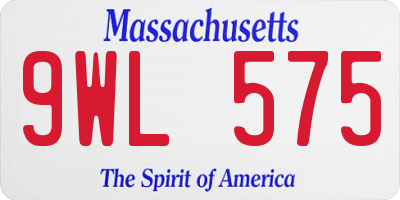 MA license plate 9WL575
