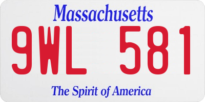 MA license plate 9WL581