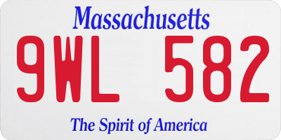 MA license plate 9WL582