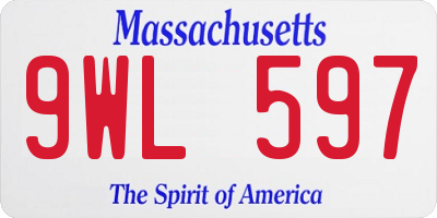 MA license plate 9WL597