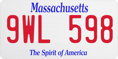 MA license plate 9WL598