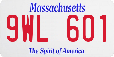 MA license plate 9WL601