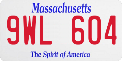 MA license plate 9WL604