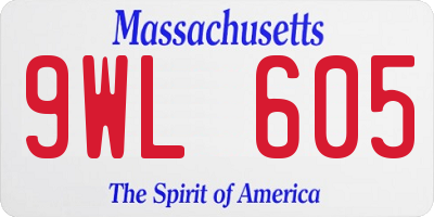 MA license plate 9WL605