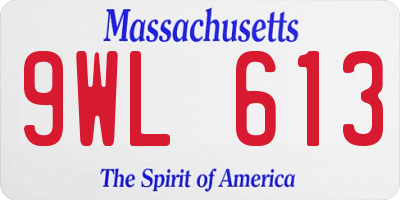 MA license plate 9WL613