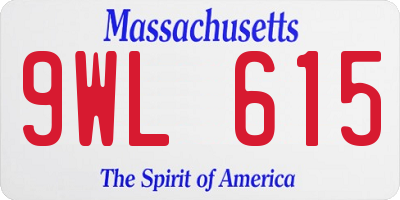 MA license plate 9WL615