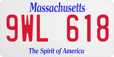 MA license plate 9WL618