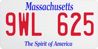MA license plate 9WL625