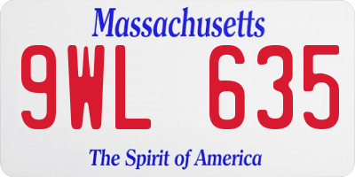 MA license plate 9WL635