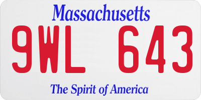 MA license plate 9WL643