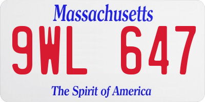 MA license plate 9WL647