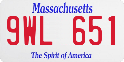 MA license plate 9WL651