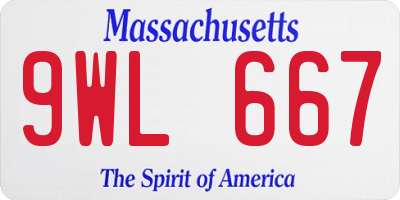 MA license plate 9WL667