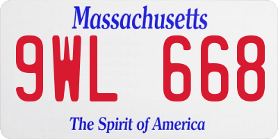 MA license plate 9WL668