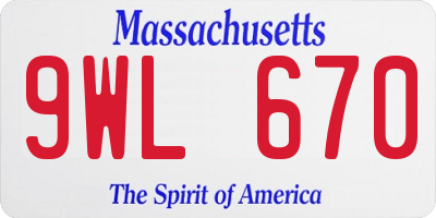 MA license plate 9WL670
