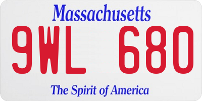 MA license plate 9WL680
