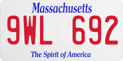 MA license plate 9WL692