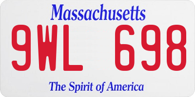 MA license plate 9WL698