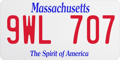 MA license plate 9WL707