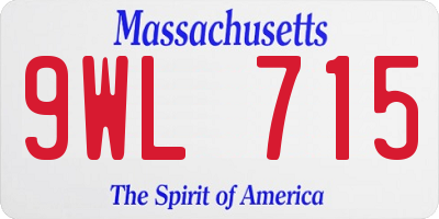 MA license plate 9WL715