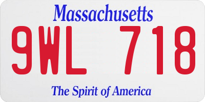 MA license plate 9WL718