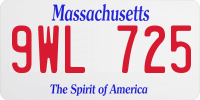 MA license plate 9WL725