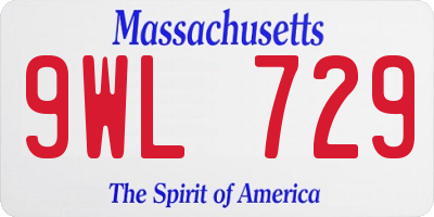 MA license plate 9WL729