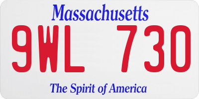 MA license plate 9WL730