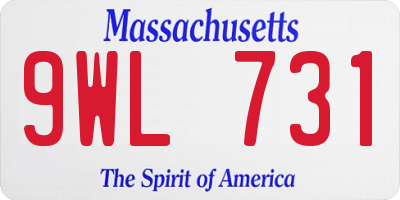 MA license plate 9WL731