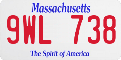 MA license plate 9WL738