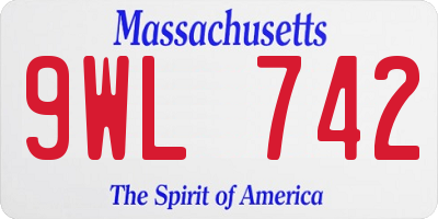 MA license plate 9WL742