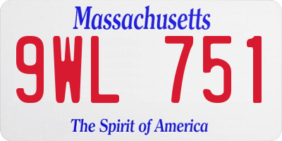MA license plate 9WL751