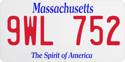 MA license plate 9WL752