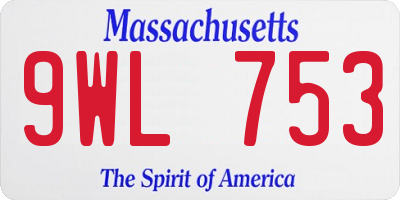 MA license plate 9WL753