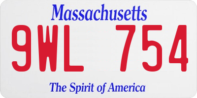 MA license plate 9WL754