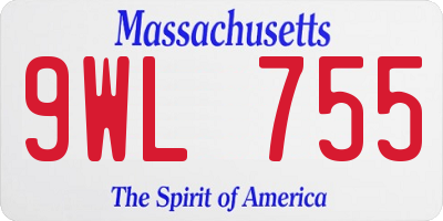 MA license plate 9WL755
