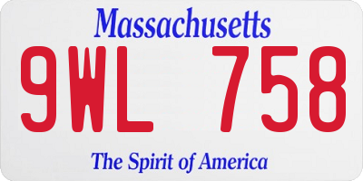 MA license plate 9WL758