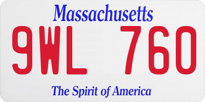 MA license plate 9WL760