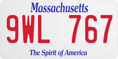 MA license plate 9WL767