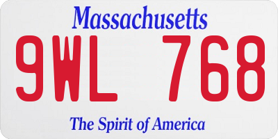MA license plate 9WL768