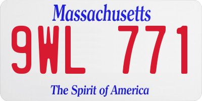 MA license plate 9WL771