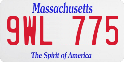 MA license plate 9WL775