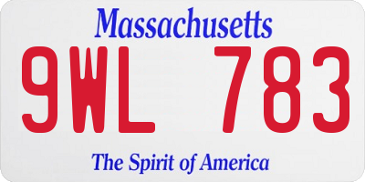 MA license plate 9WL783