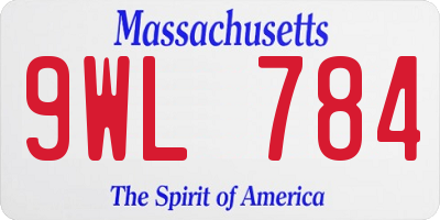 MA license plate 9WL784
